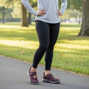 FitVille Women’s Comfort Mary Jane Walking Shoes Size 9.5W Burgundy